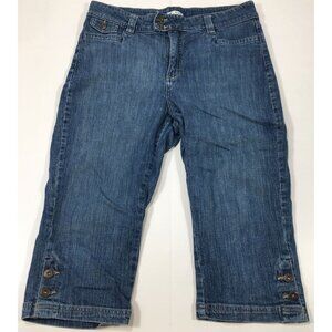 Lee Just Below the Waist Womens Jeans 14M Capri Cropped Blue Denim Button Cuffs
